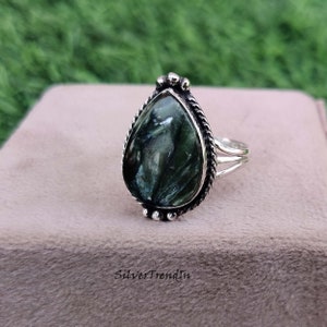 Seraphinite Ring, 925 Sterling Silver, Designer Ring, Beautiful Ring, Boho Ring, Handmade Ring, Band Ring, Gift Jewelry, Gift For Her