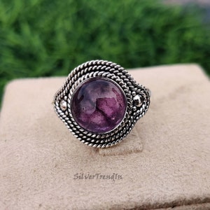 Amethyst Stone Ring, 925 Sterling Silver Ring, Boho Statement Ring, Purple Gemstone Ring, Hand Crafted Ring, Wedding Ring, Ring For Gift