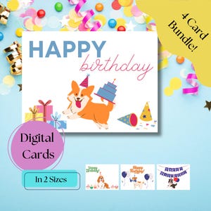 Dumme Geburtstagswelpen Geburtstagskarte Bundle/ Hund Geburtstagskarte / Sofortiger Download PDF / Digitaler Download in 2 Größen A2 und A7