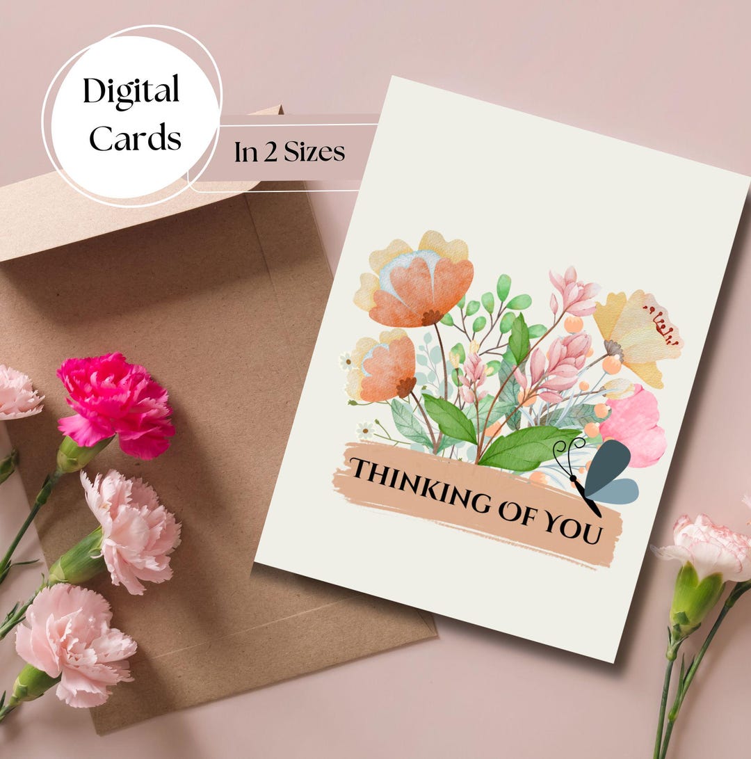 Thinking of You Flower Card- Digital Card for A Loved One- Digital ...