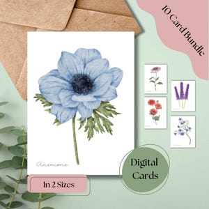 Lot de cartes numériques florales douces pour toutes les occasions - Cartes de voeux vierges pour toutes les occasions - Format imprimable en téléchargement numérique - A2 et A7