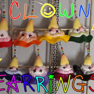 Handmade Vibrant Clown Dangle Earrings