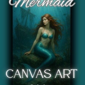 Oceanic Mermaid Canvas Art Print, Nautical Home Decor, Underwater Wall Art, Gift for Beach Lovers, Mermaid Illustration