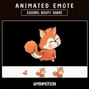Animated Squirel Booty Shake Emote For Twitch or Discord, Kawaii, Chibi Style Squirel Emote, Community Emote, Graphic For Streamer