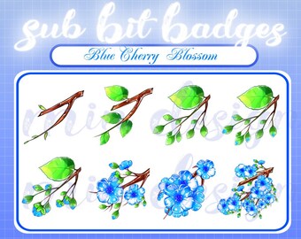 Blue Blooming Cherry Blossom - Twich Sub Anstecker / Bit Anstecker / Niedliche Ast Baum / Kawaii Blatt / Pastell / Streamer / Blumen Abzeichen