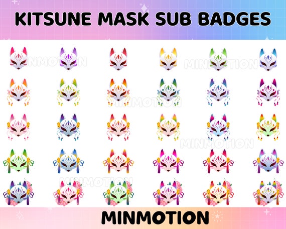 Kitsune Mask Twitch Badges - Gaming Visuals