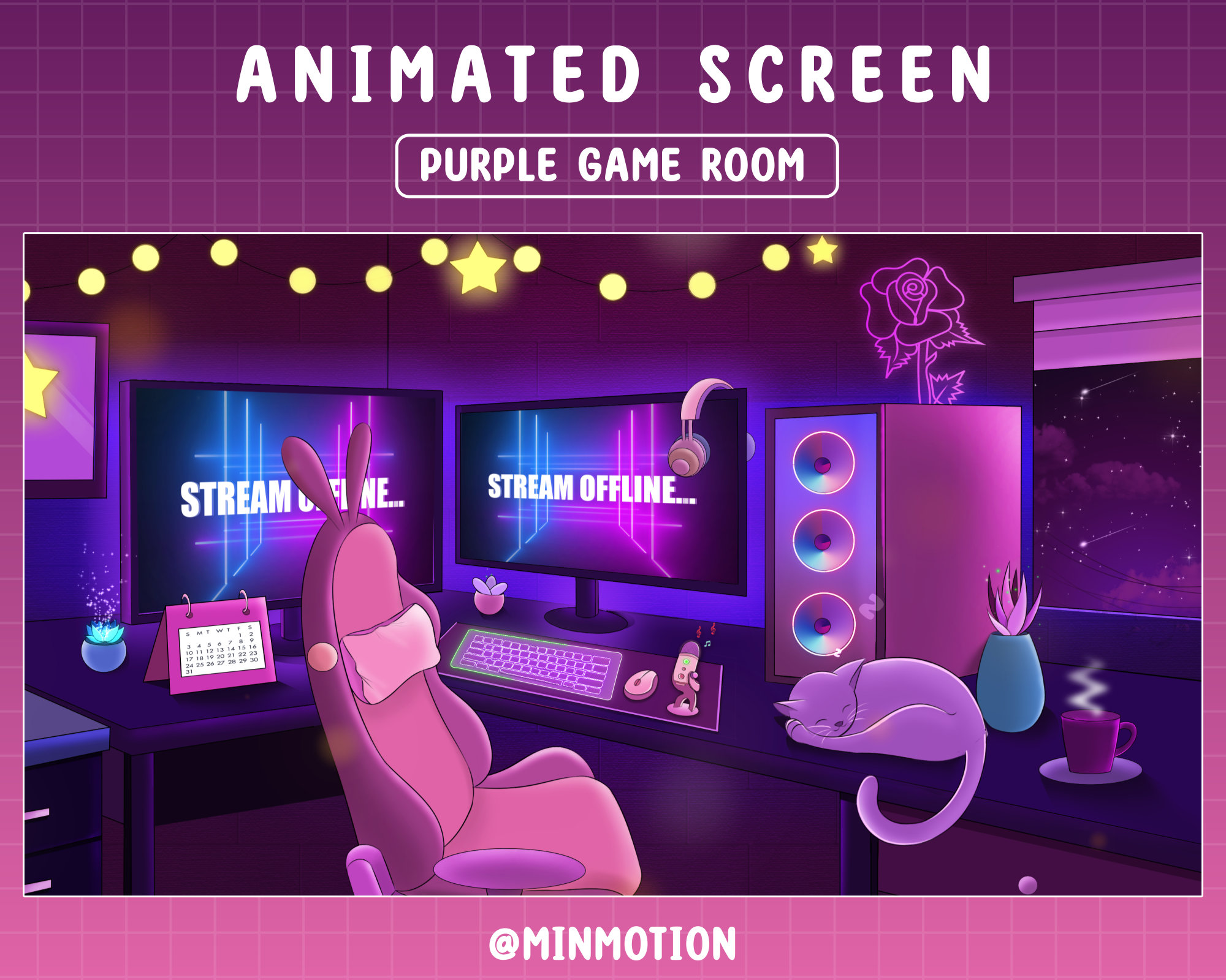 5x Animated Lofi Gaming Room Twitch Screen / Lofi Aesthetic 