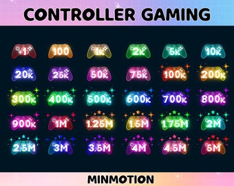 30x Controller Gaming Twitch Tier Bit Badges/ Complete Twitch Bit Badges Set/ Controller Badges / Number Bit Badges / Gamer Graphics
