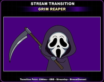 Niedlicher Sensenmann Stream Übergang, Feuer Übergang, Twitch OBS Szenen Stinger, Twitch Übergang