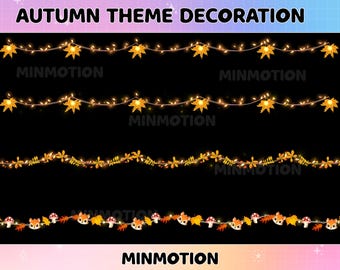 Decoración de transmisión animada Tema de otoño / Luces de fiesta / Tema acogedor para amantes lindos / Luz navideña para Twitch / Superposición de Twitch kawaii