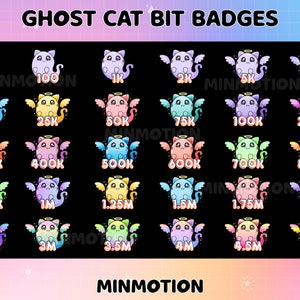 Ghos Cat Twitch Sub Bit Badges / Kawaii Magic Cat Botle / Number bit badges /Cute Badges For Streamers /Meow Twitch