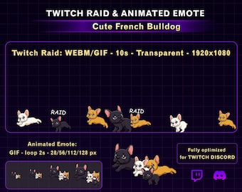 Süßer Bulldogge Twitch Raid Alarm, süßes Hunde Twitch Emote, lustiger Twitch Alarm für Streamer