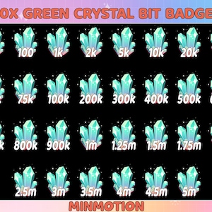 30x Green Crystal Gem Bit Badges / Complete Twitch Bit Badges Set / Twitch Bits Tier Badges / Twitch Emote / Stream / Discord