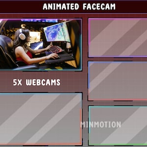 Animated Neon Webcam Overlays / Twitch Webcam Frame 5 Animated Styles / Twitch Stream OBS Cam Border / Neon Rounded Corners / Purple Cam