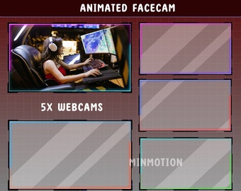 Animated Neon Webcam Overlays / Twitch Webcam Frame 5 Animated Styles / Twitch Stream OBS Cam Border / Neon Rounded Corners / Purple Cam