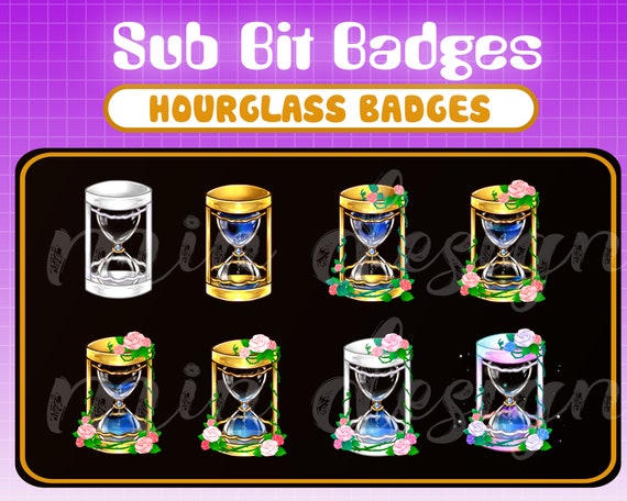HourGlass Sub Bit Badges / Hour Glass Time Piece Timer Liquid Sub Badges /  Loyalty / Hourglass Emote / Liquid Streamer Graphics / Emote