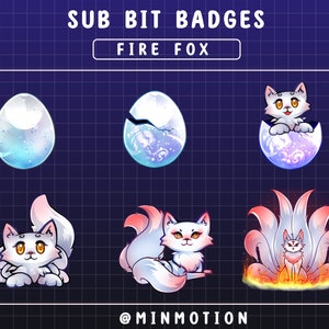 Fire Fox Twitch Loyalty Sub Bit Badges / Kawai Animal Emoji / Custom Sub Badge / Subscriber Badges For Streamers / Cute Fox Twitch Graphics