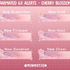 Animated Sakura Cherry Blossom Twitch Alert / Cozy Spring Sakura Stream Overlay / Calm Pastel Cheery / Streamer Graphics / Aesthetic / Japan