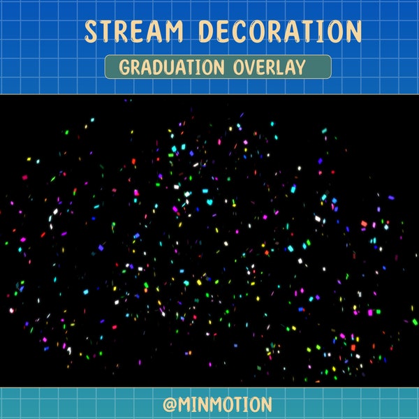 3x Animated Stream Decoration Confetti Overlay / Graduation / Party / Happy Birthday / Wedding / New Year / Glitter Papper / Twitch,Mixer
