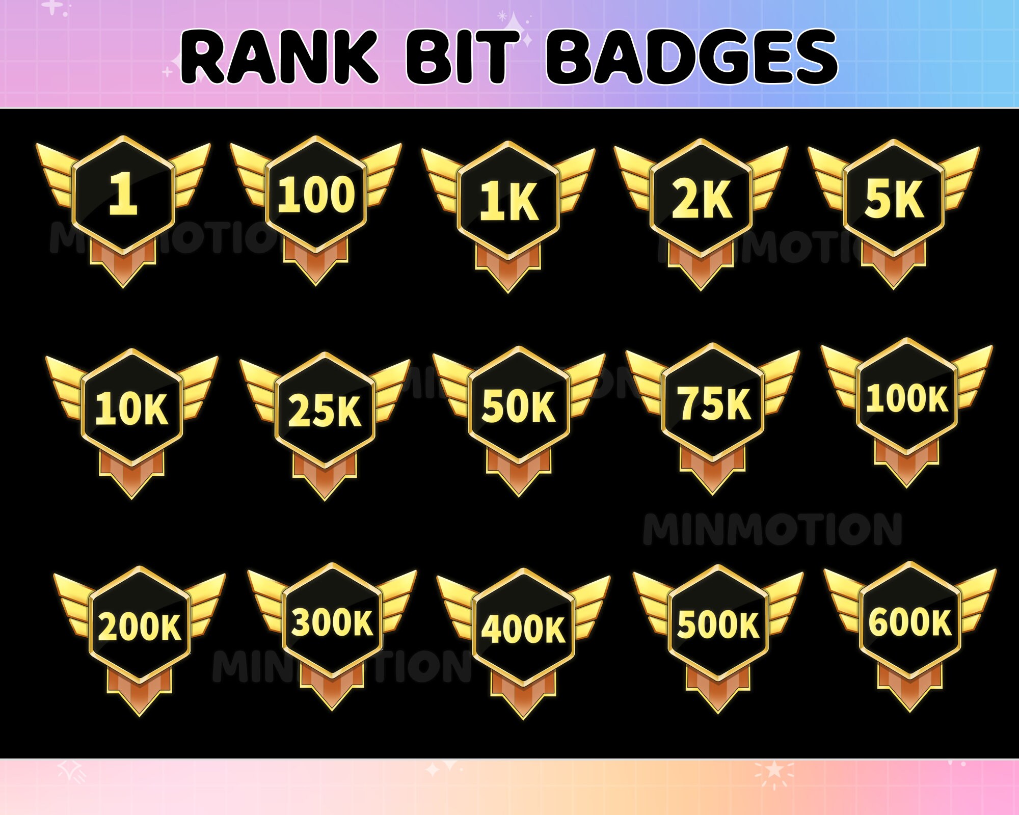 Ranks Twitch Bit Badges / Complete Twitch Bit Badges Set / Number Bit ...