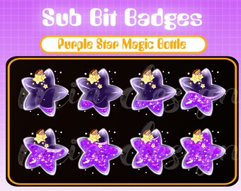 マジックスターボトル / パープルマジックスター / Twitch サブ / ビットバッジ / かわいい / かわいいスターサブバッジ / ストリーマー用バッジ / ストリーマー / マジックスター
