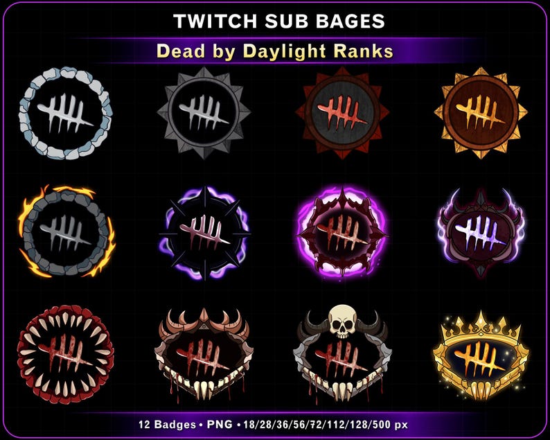 12x Twitch Sub Badges DBD Ranks, Stream Badges for Dead by Daylight ...