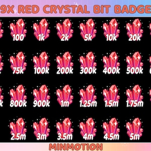 30x Red Crystal Gem Bit Badges / Complete Twitch Bit Badges Set / Twitch Bits Tier Badges / Twitch Emote / Stream / Discord