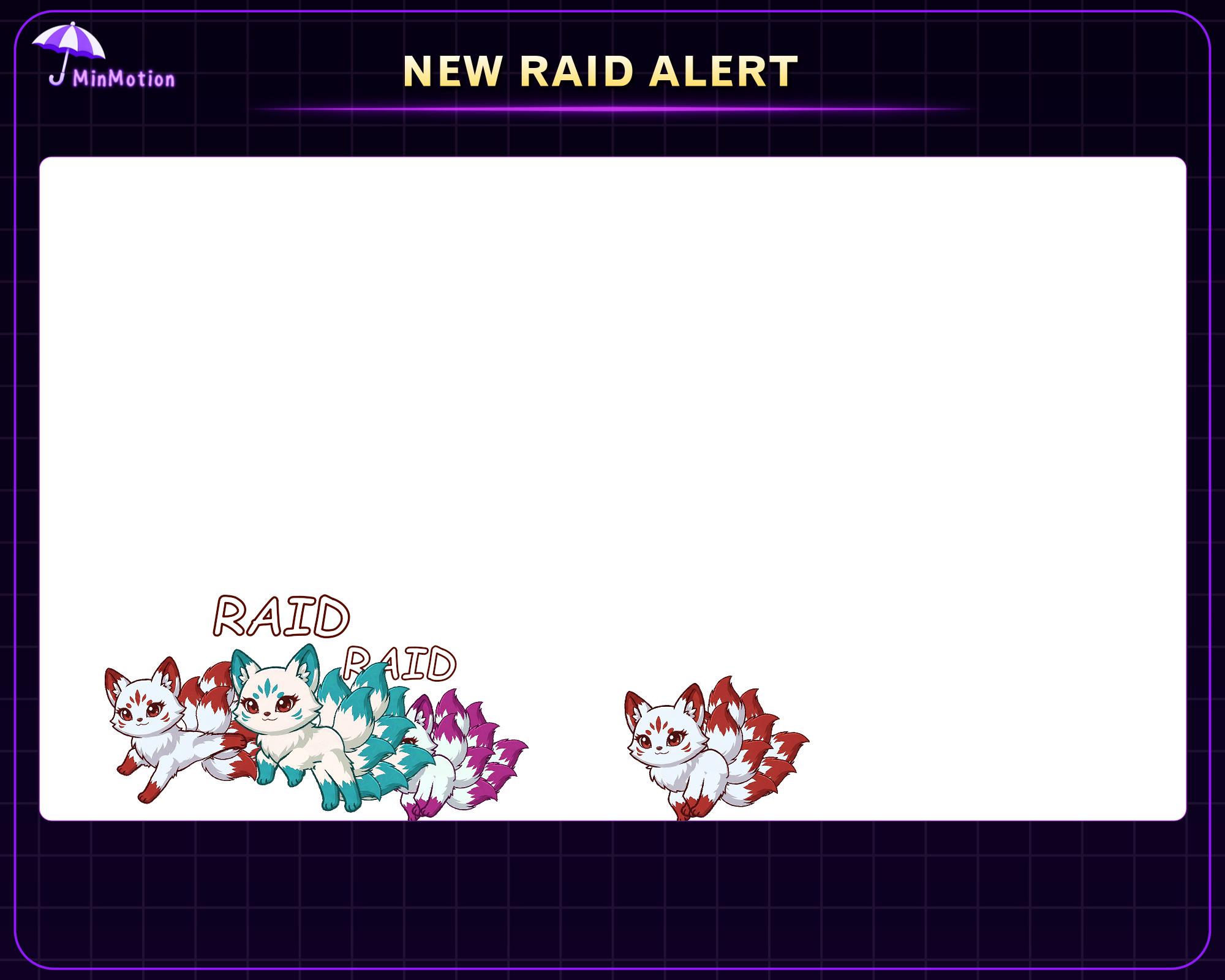 Raid Animation Button Animated Chibi Nine-tailed Fox Twitch Raid Alert, Kitsune Raid ...