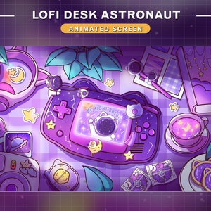 Animated Lofi Desk Screen/ Astronaut Theme Twitch Overlay/ Starting Soon/ Stream Ending/ Stream Screens / Graphics For Streamer