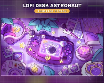 Pantalla de escritorio animada de Lo-Fi/Superposición de Twitch con tema de astronauta/Comienza pronto/Fin de la transmisión/Pantallas de transmisión/Gráficos para transmisores