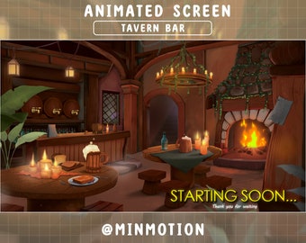Écran Twitch animé de taverne chaude / Superposition de taverne médiévale fantastique / Début bientôt / BRB / Fin du flux / Graphique pour Livestream