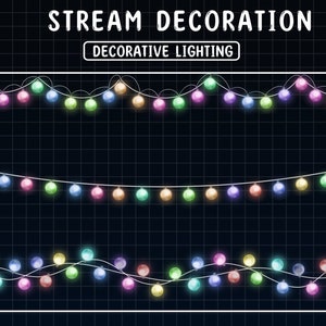4x Animated Stream Decoration Christmas Lights String / Party Lights / Cute Lover Cozy Theme / Twitch Holiday Light / Kawaii Twitch Overlay