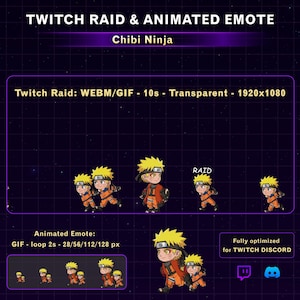 Animated Chibi Ninja Twitch Raid Alert, Cute Nijja Twitch Discord Emote