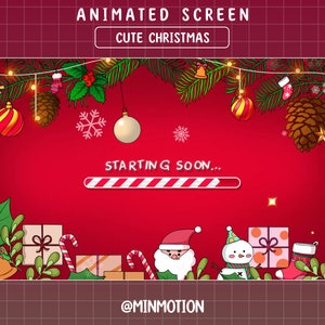 Animierter Winter Cute Christmas Twitch Stream Screen / Chrismas Lofi / Weihnachtsbaum / Weihnachtsmann / Candy / Xmas / Grafik für Livestream