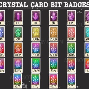 Crystal Card Bit Badges / Complete Twitch Bit Badges Set / Twitch Tier Badges / Number Bit Badges / Gamer Graphics Active