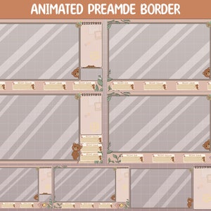 6x Animated Cute Cozy Bear Twitch Screen Overlay Premade Border Twitch / Cottagecore Teddy Bear / Ipad Gamer / Retro Lofi Aesthetic