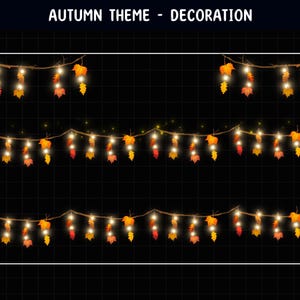 Animated Stream Decoration Maple String Light / Party Lights / Cute Lover Cozy Theme / Twitch Holiday Light / Kawaii Twitch Overlay