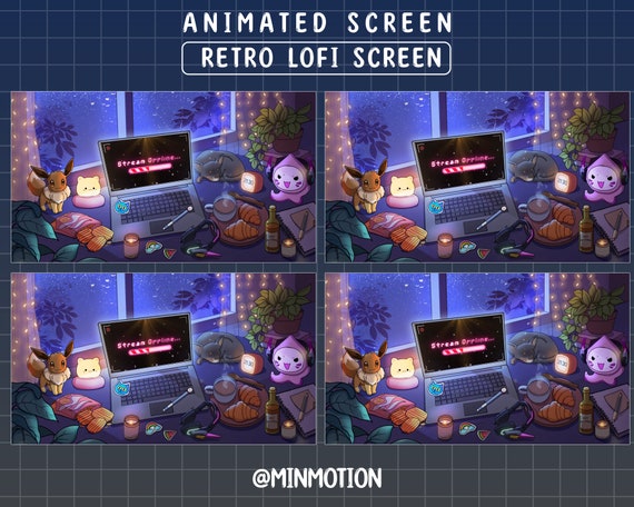 5x Animated Lofi Gaming Room Twitch Screen / Lofi Aesthetic 