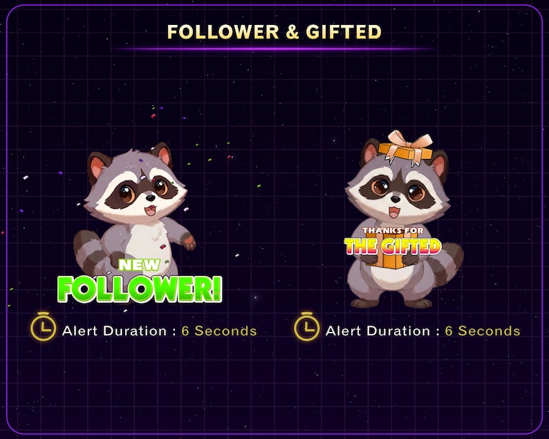 Animated Cute Raccoon Twitch Alert Pack, Raccoon Alert Bundle, Funny ...