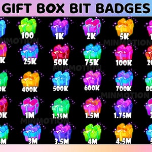 30x Gift Box Twitch Bit Badges / Complete Twitch Bit Badges Set / Twitch Tier Badges / Cheer Badges / Number Bit Badges / Gamer Graphics