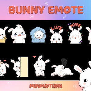 Cute Bunny Twitch Discord Emotes / Rabbit Twitch Emotes Pack / Kawaii Funny Bunny Emoij  / Emotes For Streamer / White Rabbit