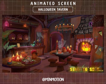 Animated Tavern Ghost Twitch Stream Screen / Superposition de taverne médiévale fantastique / Début bientôt / BRB / Fin du flux / Graphique pour diffusion en direct