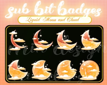 8x Twitch Sub, bit Badges - Liquid Moon Bootles, Pot, Magic Bootle, Potion - Kawaii Sub badges for streamer