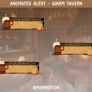 Animated Warm Tavern Twitch Alert/ Medieval Fantasy Tavern Overlay ...