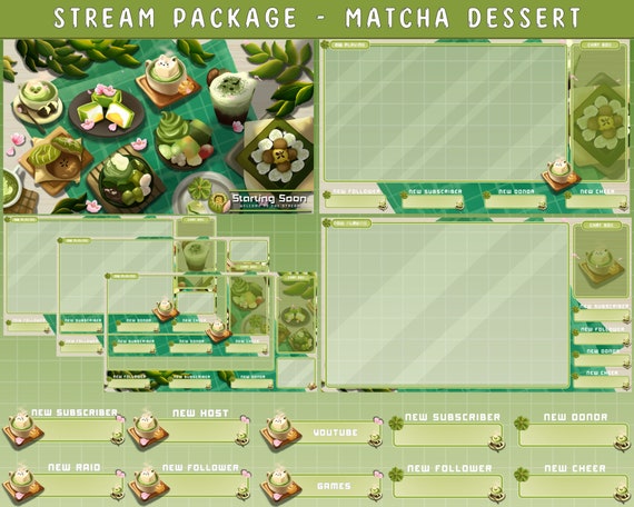 Matcha Overlay Rivals Full Animated Twitch Matcha Dessert Stream Package Overlay / - Etsy
