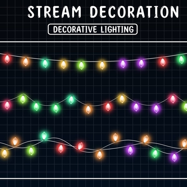 Animated Stream Decoration Christmas Lights String / Party Lights / Cute Lover Cozy Theme / Twitch Holiday Light / Kawaii Twitch Overlay