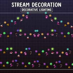 4x Animated Stream Decoration Christmas Lights String / Party Lights / Cute Lover Cozy Theme / Twitch Holiday Light / Kawaii Twitch Overlay