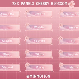 28x Panels Sakura Cherry Blossom Twitch / Cozy Spring Sakura Stream Overlay / Calm Pastel Cheery / Streamer Graphics / Aesthetic / Japan