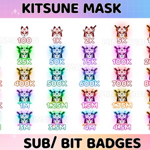 Kitsune Mask Twitch Bit Badges / Complete Twitch Bit Badges Set/ Twitch ...