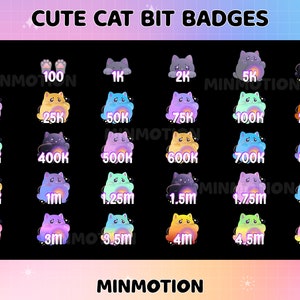 Celestial Purple Liquid Cat Botle Twitch Sub Bit Badges / Kawaii Magic Cat Botle / Number bit badges /Cute Badges For Streamers /Meow Twitch